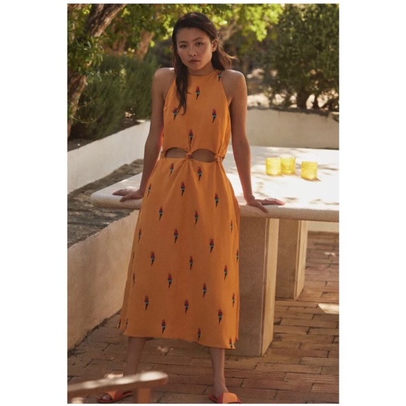 RARE Anthropologie Farm Rio Parrot Halter Maxi Dress - Picture 9 of 16